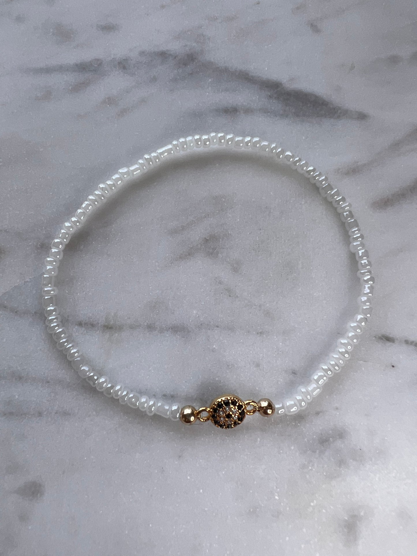 White Evil Eye Beaded Bracelet